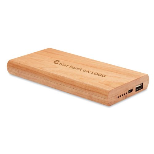 Bamboe powerbank 4000 mAh - Afbeelding 1